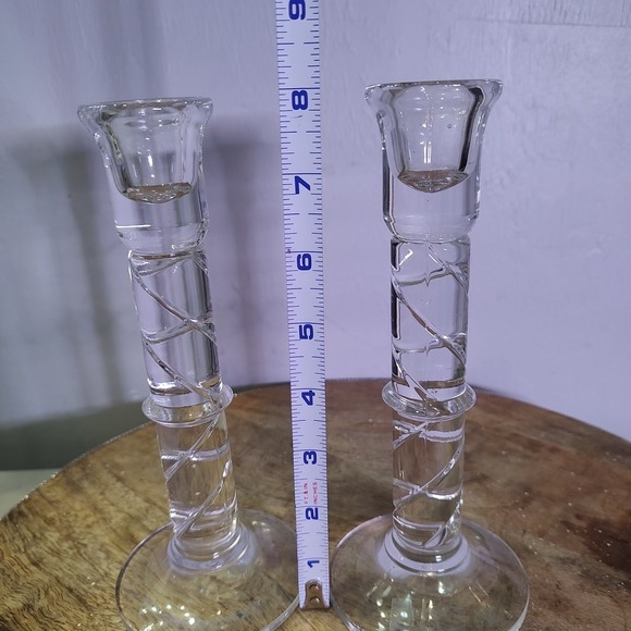 Vtg Set 2 Toscany 24% Leaded Crystal Candle Stick Holders Clear Glass - Picture 4 of 6